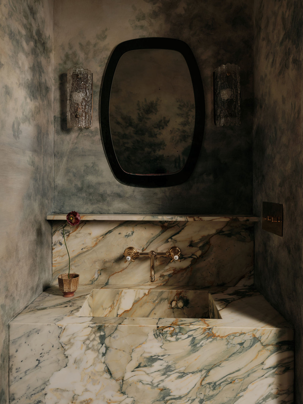 Brooklyn Townhouse powder room sink and mirror, Montana Labelle Design