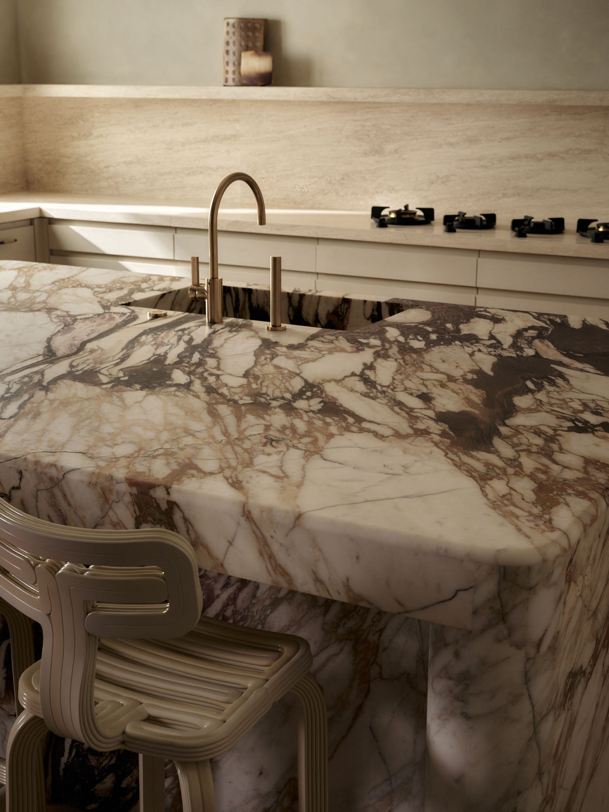 Cortleigh marble kitchen island detail, Montana Labelle Design